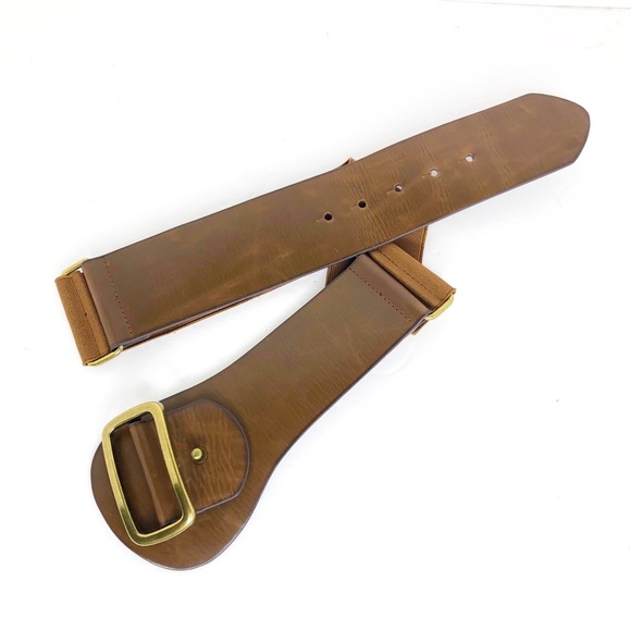 Steven by Steve Madden, brown leather stretch belt - Picture 1 of 9